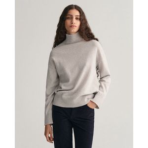 Gant Superfine Lambswool Stand Collar Trui Grijs XS Vrouw