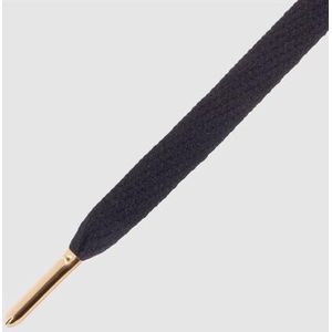 Schoenveters Mr Lacy Flatties - Zwart met goud metalen tip (130 cm)