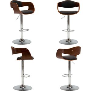 vidaXL Barkruk gebogen hout en stof grijs - Barstoel - Barstoelen - Stoel - Stoelen