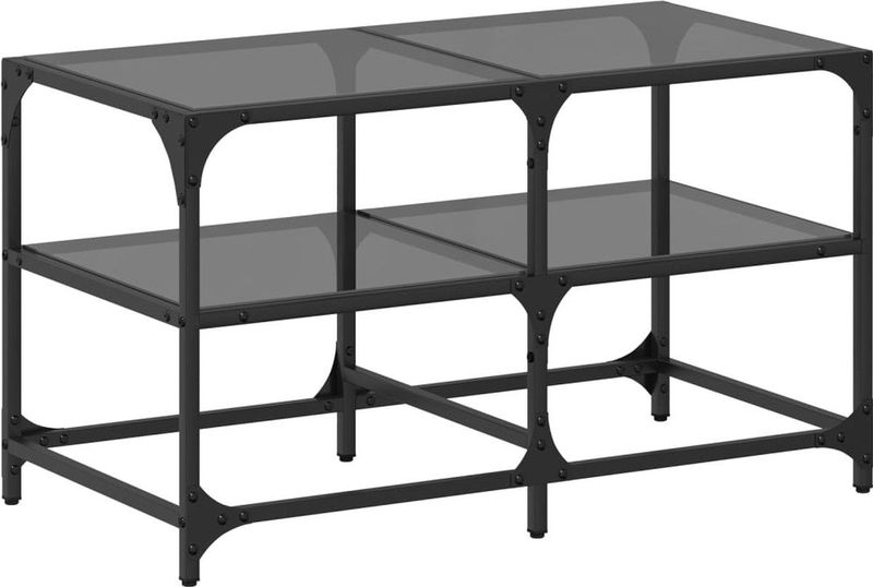 vidaXL - Salontafel - met - zwart - glazen - blad - 78,5x40x45 - cm - staal