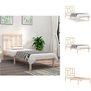 vidaXL Houten Bedframe - Praktisch en Decoratief - Massief grenenhout - Stevig en stabiel - Comfortabel hoofdeinde - Uniek design - Afmetingen- 205.5 x 95.5 x 31 cm - Geschikt voor matrassen 90 x 200 cm - Montage vereist - Bed