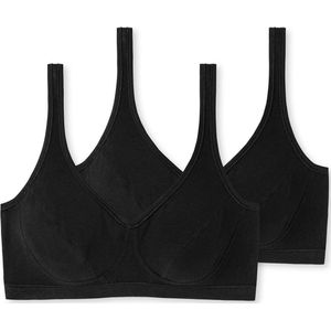 SCHIESSER 95/5 bralette (2-pack) - dames bustier met cups biologisch katoen zwart - Maat: 85A