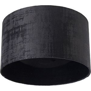 QAZQA transparant-cilinder-velours - Moderne Lampenkap - Ø 35 cm - Zwart -