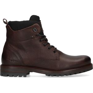 Manfield Leren Veterboots Donkerbruin