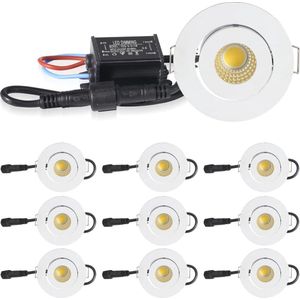 Mini LED inbouwspot 3W IP65 85-265VAC voor thuisrestaurants - 10 stuks (wit 6000K)