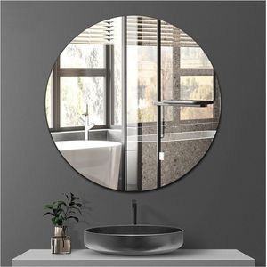 Zelfklevende glazen ronde spiegel zonder frame, 40 cm cirkel, badkamerspiegel, decoratieve spiegels voor badkamer, woonkamer, hal, kaptafel, enz