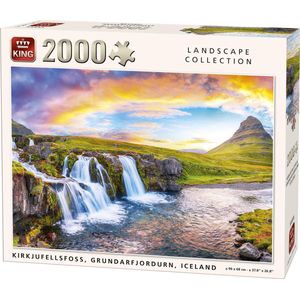 King Puzzel 2000 Stukjes (96 x 68 cm) - Kirkjufellsfoss Watervallen IJsland - Legpuzzel Landschap