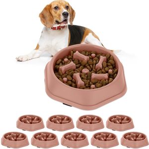 Relaxdays 10x anti-schrokbak voor honden - 500 ml - eetbak tegen schrokken - langzaam eten