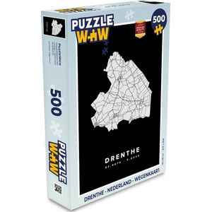 Puzzel Drenthe - Nederland - Wegenkaart - Legpuzzel - Puzzel 500 stukjes