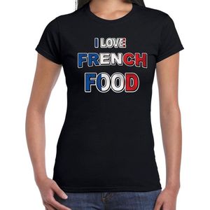 I love French food t-shirt zwart met kleuren Franse vlag - dames - Frans eten t-shirts XL