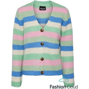 Pieces Tascha Ls Knit Cardigan Green /Begonia MULTICOLOR M