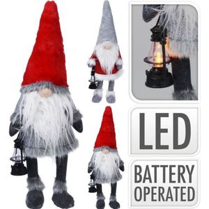LED Secret Santa Figuur 80 cm Rood/Grijs gemaakt van Plastic en Polyester