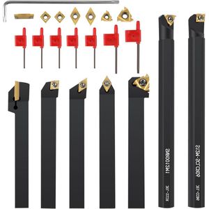 12 mm draaimachineset draaigereedschapsset - 21 stuks - hardmetaal inzetstukken - oppervlakteafwerking werkstuk