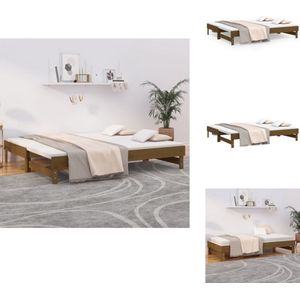 vidaXL Slaapbank - Slaapbanken Bedbank - Bed Bank - Slaap Bank - Slaapbank uitschuifbaar 2x(80x200) cm grenenhout honingbruin