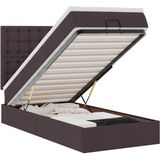 vidaXL - Bed - met - matras - 100x200 - cm - stof - donkerbruin
