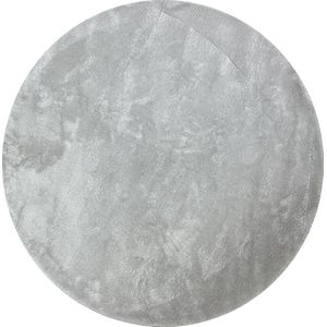 Tapijtenloods Samba Soft Fluffy Vloerkleed Laagpolig Zilver Grijs- 80 CM ROND