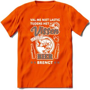 Val Me Niet Lastig Tijdens Het Vissen T-Shirt | Grijs | Grappig Verjaardag Vis Hobby Cadeau Shirt | Dames - Heren - Unisex | Tshirt Hengelsport Kleding Kado - Oranje - 3XL