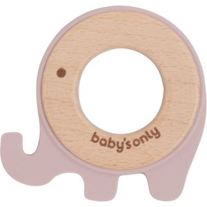 Baby's Only Houten baby bijtring - Bijtspeeltje olifant - Oud Roze - Baby cadeau