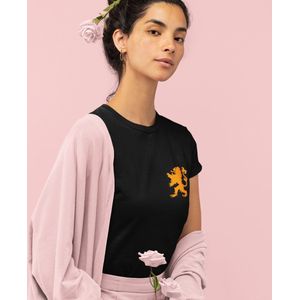 Zwart Koningsdag T-shirt - MAAT XS - Heren Pasvorm - Lion Chest Oranje