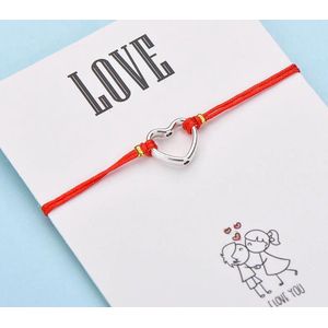 Love armband - relatie - vriendschap - hanger hart / hartje - rood