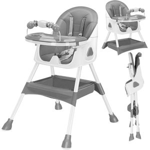 Seastone - Kinderstoel - Vanaf 6 maanden - Eetstoel - Babystoel Voor Aan Tafel - Met Antislipkussen - Inclusief Speelgoedrek - Grijs