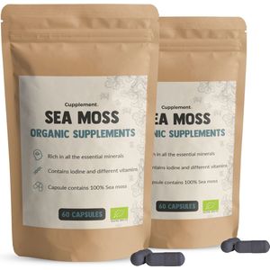 Cupplement - Combipack Sea Moss 2x 60 Capsules - 10% kortingsvoordeel - Biologisch - 500 MG Per Capsule - Superfood - Supplementen - Geen Gel of Irish Moss - Zee Mos- Vitamines - Mineralen - Zeewier - Seamoss