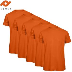 Senvi 5 pack T-Shirt -100% biologisch katoen - Kleur: Urban Oranje - XXL