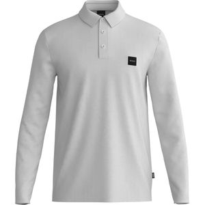 BOSS Pado regular fit polo lange mouw - jersey - wit - Maat: XXL