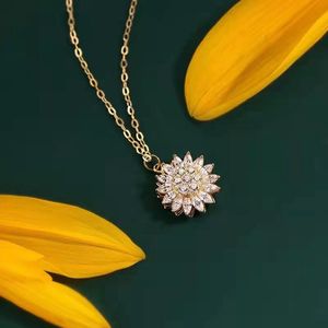 Gading® dames ketting met zonnerbloem- staal collier draaibaar- goudkleuig- 40cm+6cm