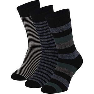 Apollo - Fashion badstof sokken heren - Multi Zwart - Maat 42/47 - 3-Pak - Wintersokken heren - Sokken heren - Warme sokken heren - Sokken heren 43 46