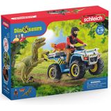 schleich DINOSAURUS Speelfigurenset - Vlucht op de quad voor Velociraptor - Kinderspeelgoed - 4 tot 10 jaar - 5 Onderdelen - 41466