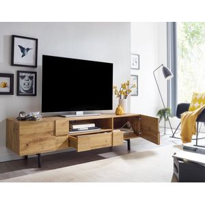 Rootz TV-meubel - Lowboard - Modern Design TV-dressoir met twee deuren - TV-meubel in de woonkamer - Decor eikenhout - 160x46x43 cm