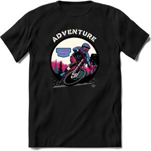 Adventure | TSK Studio Mountainbike kleding Sport T-Shirt | Blauw - Roze | Heren / Dames | Perfect MTB Verjaardag Cadeau Shirt Maat M