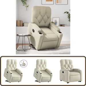 vidaXL Sta-op-stoel - Verstelbaar Kunstleer - crème Sta-op Verstelbare Fauteuil - Sta-op Verstelbare Fauteuils - Opsta-hulp Fauteuil - Stoel Voor Opstaan En Achteroverleunen