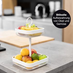 Fruitetagère wit metaal – moderne fruitschaal wit – fruitmand etagère wit