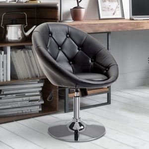 Werkstoel roterende ontlasting van stoel stoel chroom-aangelegde hoogte verstelbaar, pu+staal, zwart/wit, 59x71x78-90cm (zwart)