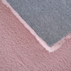 Pouffy Fluffy - Hoogpolig Rond Vloerkleed - Uni Kleur - Roze - Woonkamer Tapijt - Katoenen Rug- 120 CM ROND