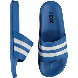 XQ - Slippers Heren - Stripes - Kobalt Blauw - Maat 41 - Badslippers heren