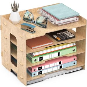 Houten Bureau Organizer - Bureau Accessoires - Bureau Organizer Brievenbak - Postbakje - Sorteerbakjes - Documentenhouder - Papierbak - Kantoor Accessoires - Kantoorartikelen