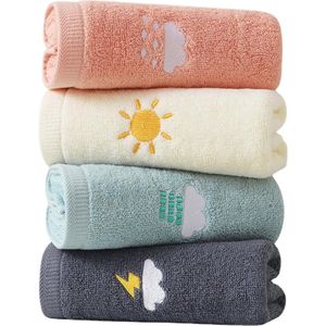 4 stuks washandjes kinderhanddoeken, zachte 4 kleuren, kinderbadhanddoeken, 100% katoen, gezichtsdoeken, babybadhanddoek voor kinderen (25 x 50 cm, kleurrijke cartoon)