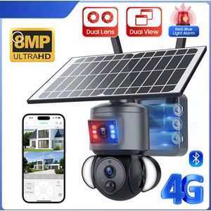 4G 4K Solar Camera - Geen wifi nodig - incl. 64gb SD kaart - Nachtzicht - Zonnepaneel - Draadloze beveiligingscamera - Securitycamera - 360 graden