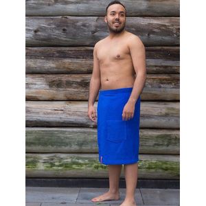 Sauna handdoek heren kobaltblauw - omslagdoek met klittenband