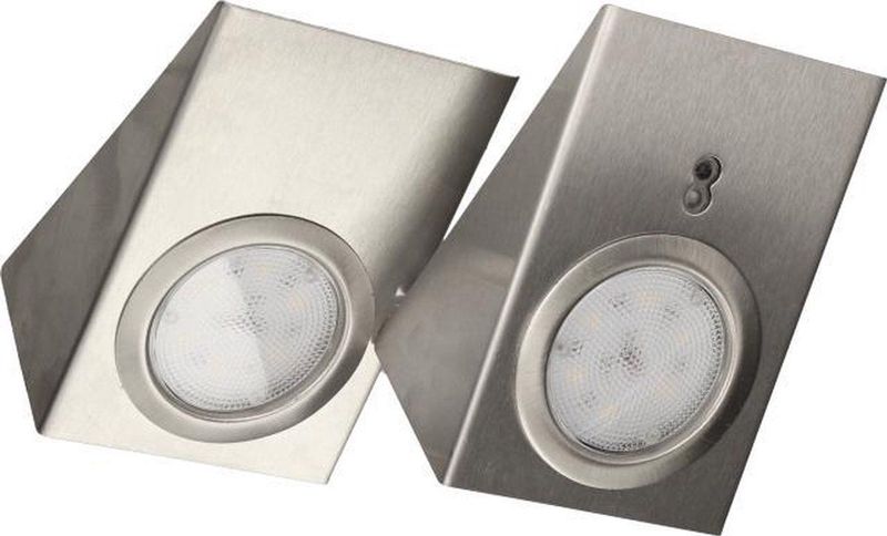 Onderbouw keukenverlichting met contactloze schakelaar - 2x 2,5 Watt - 2x 180 Lumen - Onderbouwverlichting - Kastverlichting - Keukenverlichting - RVS/INOX