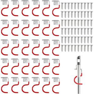 Tuingereedschapshouder - Metalen haken 30 stuks + rode wandhaken met 60 stuks schroeven