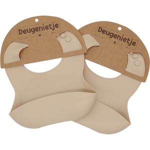 Deugenietje- Slabber- Slabbetjes voor baby en peuter -siliconen- met- opvangbakje- Afwasbaar-set 2 stuks- Nude