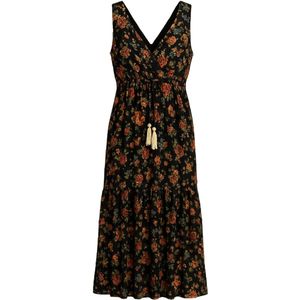 Zwarte Maxi Jurk met Bloemenprint – Sensations Paris | Mouwloos One Size Zomerjurk