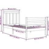 vidaXL - Bedframe - massief - hout - zwart - 90x200 - cm