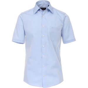 CASA MODA modern fit overhemd - korte mouw - popeline - blauw - Strijkvriendelijk - Boordmaat: 39