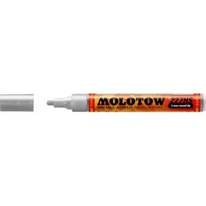 Molotow ONE4ALL 4mm Acryl Marker - Metallic Silver - Geschikt voor vele oppervlaktes zoals canvas, hout, steen, keramiek, plastic, glas, papier, leer...