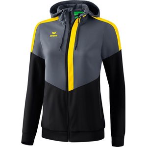 Erima Squad Tracktop Met Capuchon Dames - Slate Grey / Zwart / Geel | Maat: 40